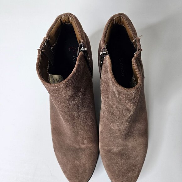 Blondo 9.5 Brown Valli 2 Suede Leather Ankle Booties Waterproof Low Heel Boots - Picture 5 of 10